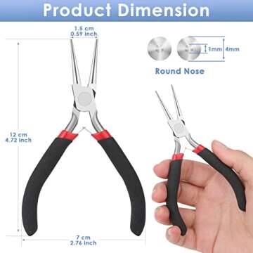Round Nose Pliers, Wire Jewelry Making Tools Bead Pliers for Wire Wrapping, Jump Rings Making, Jewel...