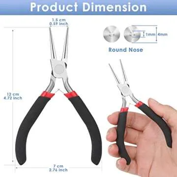 Round Nose Pliers, Wire Jewelry Making Tools Bead Pliers for Wire Wrapping, Jump Rings Making, Jewel...