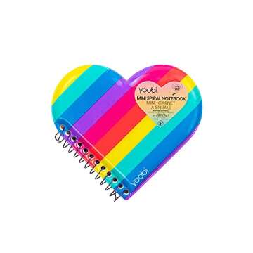 Yoobi Mini Notebooks, Small Notebook Set, Cute, Fun Notepads for Kids and Adults, Lined Notepad for Writing, Drawing, Note-Taking, Rainbow, Heart, Boba and Taco Design, School Supplies, Set of 4