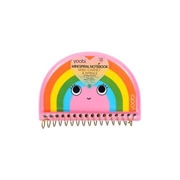 Yoobi Mini Notebooks, Small Notebook Set, Cute, Fun Notepads for Kids and Adults, Lined Notepad for Writing, Drawing, Note-Taking, Rainbow, Heart, Boba and Taco Design, School Supplies, Set of 4