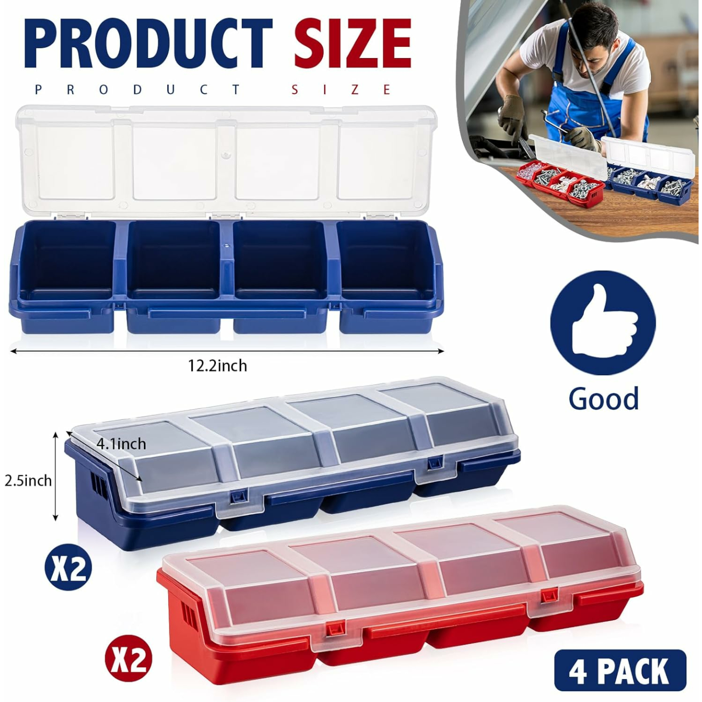 Hushee 4 Pcs Screw Organizers & Storage Bins