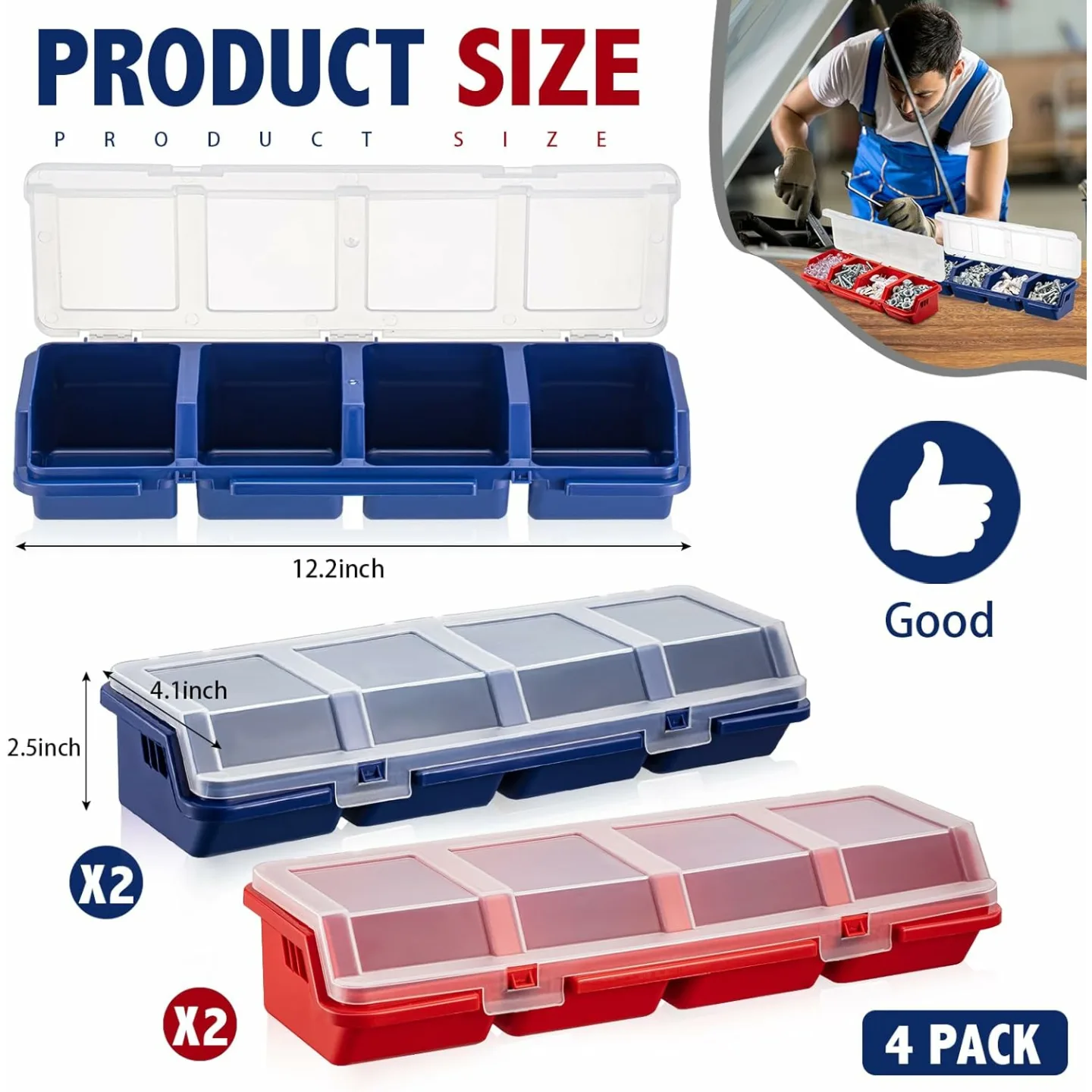 Hushee 4 Pcs Screw Organizers & Storage Bins