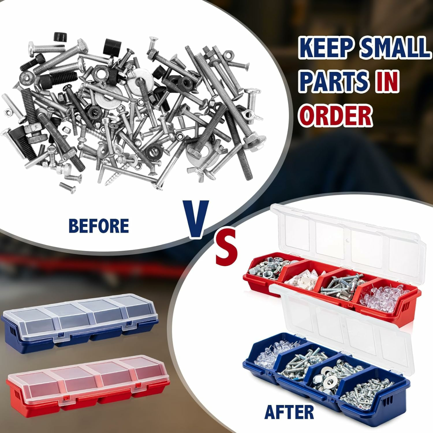 Hushee 4 Pcs Screw Organizers & Storage Bins