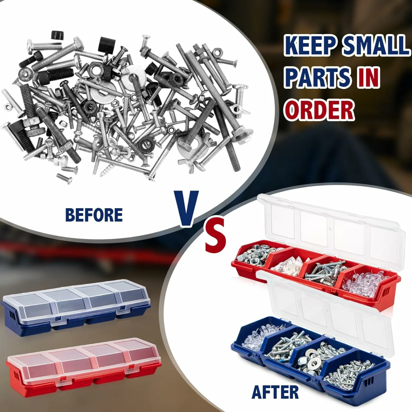 Hushee 4 Pcs Screw Organizers & Storage Bins