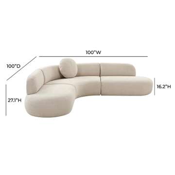 Tov Furniture Broohah Beige Micro-Herringbone Sectional