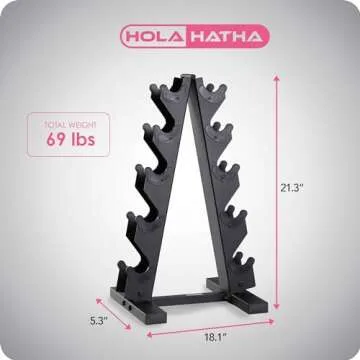 HolaHatha Neoprene Dumbbell Weights Set & Rack for Home Workout, 56 Lbs, Multicolor