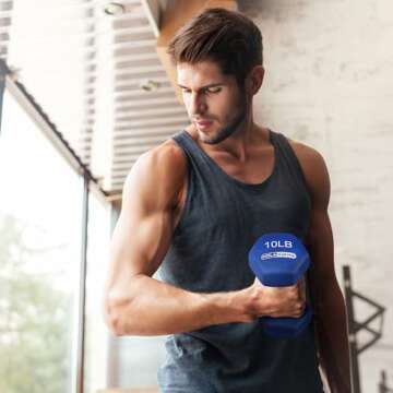 HolaHatha Neoprene Dumbbell Weights Set & Rack for Home Workout, 56 Lbs, Multicolor