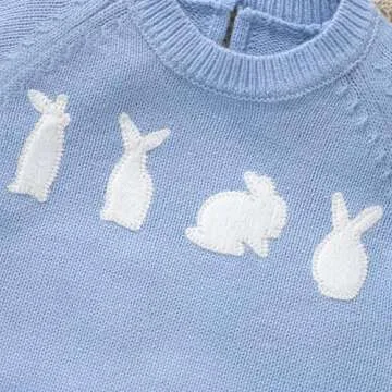 MAYUMMPY Toddler Baby Girl Boy Knit Easter Sweater Bunny Pullover Sweatshirt Knitwear Newborn Kids Easter Clothes (Bunny Sweaters Blue, 2-3 Years)