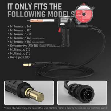 YESWELDER 150A Spool Gun, 10 FT Cable Fits Select Miller Welder