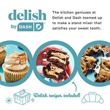 DASH Delish by DASH Compact Stand Mixer, 3.5 Quart with Beaters & Dough Hooks Included - Blue