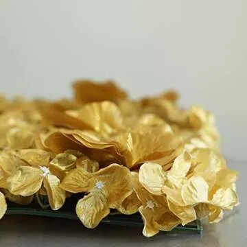 Efavormart 4 Pack 11 Sq ft. UV Protected GOLD 3D Silk Rose & Hydrangea Flower Panel Wall Mat for DIY Party Centerpieces Decor