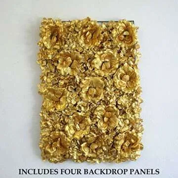 Efavormart 4 Pack 11 Sq ft. UV Protected GOLD 3D Silk Rose & Hydrangea Flower Panel Wall Mat for DIY Party Centerpieces Decor