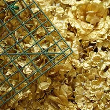 Efavormart 4 Pack 11 Sq ft. UV Protected GOLD 3D Silk Rose & Hydrangea Flower Panel Wall Mat for DIY Party Centerpieces Decor