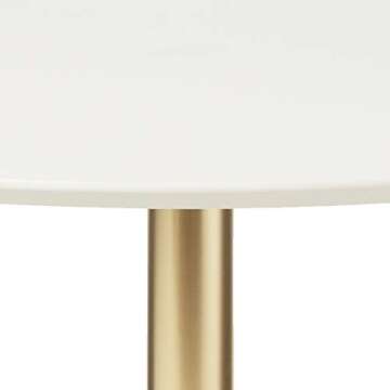 Target Marketing System Pisa Round Dining Table with Chrome Plated Pedestal Base, Modern Retro Kitchen Furniture for Small Spaces, Seats 2-4 People, 35", Golden