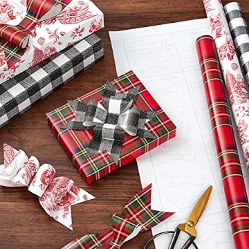 Elegant Hallmark Holiday Wrapping Paper Set with DIY Bows