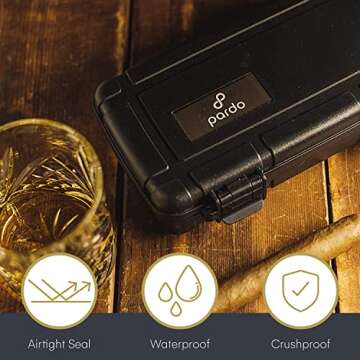 Pardo Cigar Travel Humidor Cigar Box - Airtight, Waterproof, Portable Humidor Case with Built-in Hum...