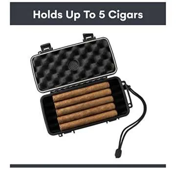 Pardo Cigar Travel Humidor Cigar Box - Airtight, Waterproof, Portable Humidor Case with Built-in Humidifier Disc, Durable Storage for up to 5 Cigars - Compact Cigar Travel Case