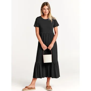 Shop ANRABESS Summer Casual Short Sleeve Swing Dress 2024