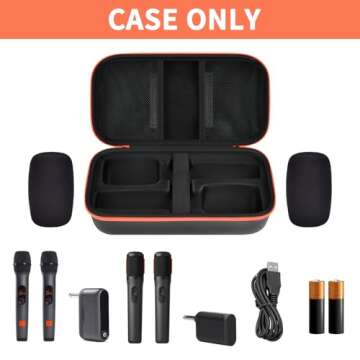 Wireless Microphone Case for JBL PartyBox & Two Mic System, Shockproof Karaoke Microphones Travel St...
