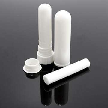 Cornucopia Essential Oil Aromatherapy Empty Nasal Inhaler Tubes (24-Pack, Assorted Colors); Colored Plastic Tubes w/ Wicks