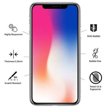AUSCREZICON Tempered Glass Screen Protector for iPhone X/Xs
