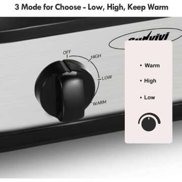 Dual Slow Cooker, Buffet Servers and Warmers with 2 X 1.25Qt, Tempered glass lids and Lid Rests, 3 Adjustable Temp, Stainless Steel