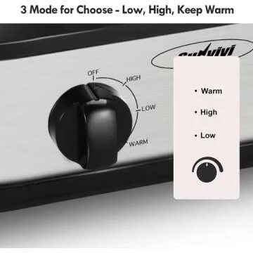 Dual Slow Cooker, Buffet Servers and Warmers with 2 X 1.25Qt, Tempered glass lids and Lid Rests, 3 Adjustable Temp, Stainless Steel