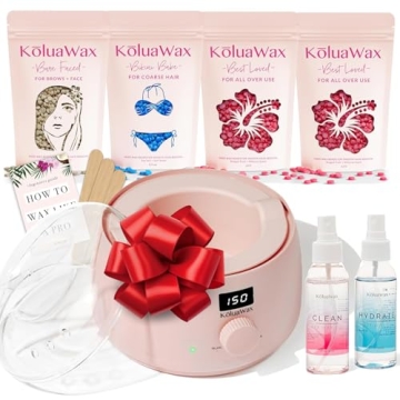 KoluaWax Premium Waxing Kit for Women - Hot Melt Wax Warmer for Hair Removal, Eyebrow, Bikini, Legs,...