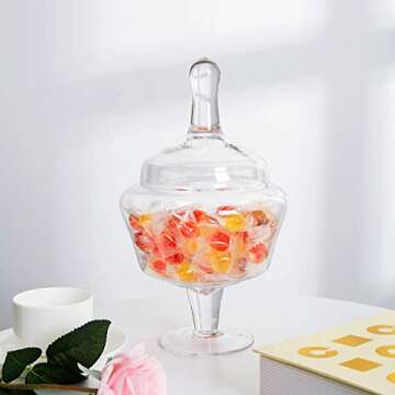 Diamond Star Glass Apothecary Jars with Lids for Candy Buffet - Apothecary Jars for Bathroom, Candy Bar, Kitchen, (Height: 11" Body: 6.5")