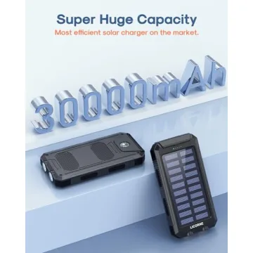 Power Bank Solar Charger - 30,000mAh Fast Charging, Dual USB