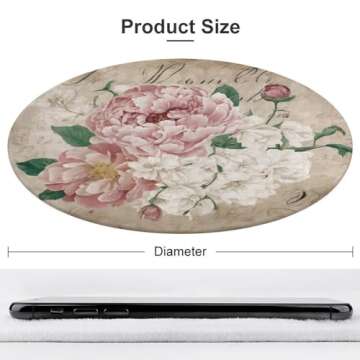 KiuLoam Vintage Shabby Chic Pink Rose Floral Non-Slip Round Area Rugs Kitchen Floor Mat Soft Floor Carpet for Chair Living Room Bedroom, 2-Ft Diameter