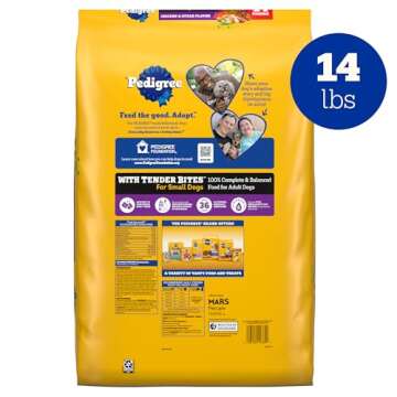 Pedigree with Tender Bites for Small Dogs Adult Dry Dog Food, Chicken and Steak Flavor, 14 lb. Bag