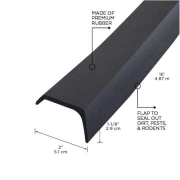 Durable M-D Garage Door Bottom Seal - 16 ft Rubber Seal