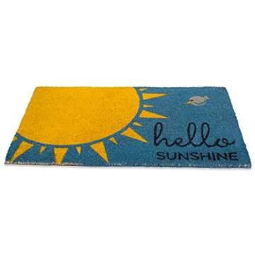 DII Natural Coir Doormat Hello Sunshine Blue 17x29