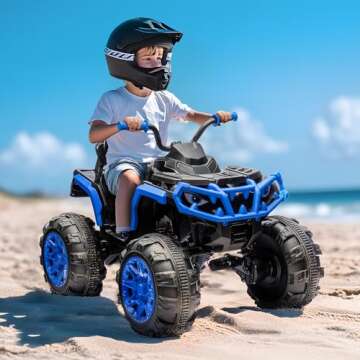 Hikiddo Shark Kids ATV 4 Wheeler, 24V 4WD Electric ATV Ride On Toy for Big Kids, 4X200W Motor, 5.6Mph Max Speed - Blue