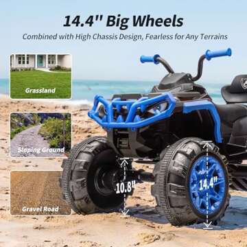 Hikiddo Shark Kids ATV 4 Wheeler, 24V 4WD Electric ATV Ride On Toy for Big Kids, 4X200W Motor, 5.6Mph Max Speed - Blue