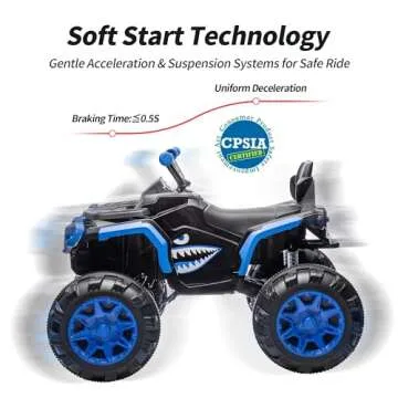 Hikiddo Shark Kids ATV 4 Wheeler, 24V 4WD Electric ATV Ride On Toy for Big Kids, 4X200W Motor, 5.6Mph Max Speed - Blue