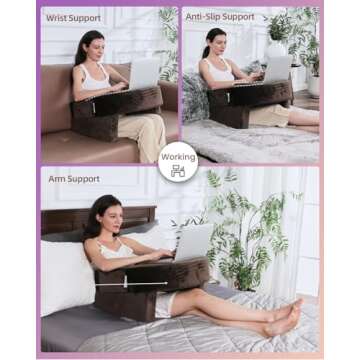 Weighted Idea Gaming Pillow - Reading Pillow for Lap with Removable Velvety Cover, Petite Adults, 145-185lbs Laptop Pillow Lap Desk Pillow for Reading, Working, Crocheting in Bed Couch