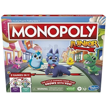 Monopoly Junior: 2-Sided Gameboard for Kids Ages 4+ - Fun & Educational