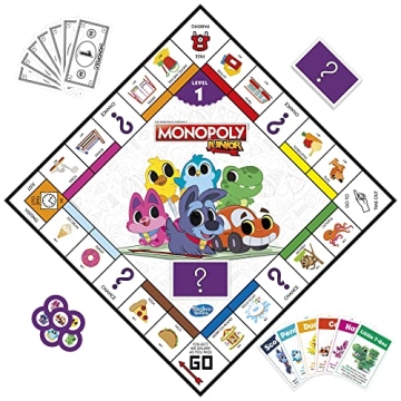 Monopoly Junior Board Game for Kids Ages 4+ 2-Sided Gameboard