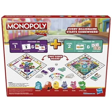 Monopoly Junior Board Game for Kids Ages 4+ 2-Sided Gameboard
