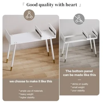 Ieejdn White Vanity Desk with Adjustable LED Mirror for Makeup