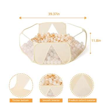 GOGOSO Kids' Ball Pits,Large Pop Up Toddler Play Tent with Zipper Storage Bag for Baby Girls Boys Toddlers Cats Dogs Pets Gifts Indoor Outdoor,Balls Not Included,Beige