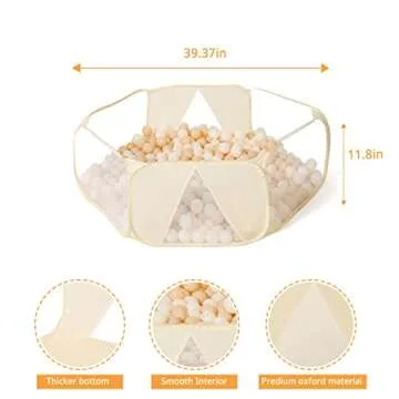 GOGOSO Kids' Ball Pits,Large Pop Up Toddler Play Tent with Zipper Storage Bag for Baby Girls Boys Toddlers Cats Dogs Pets Gifts Indoor Outdoor,Balls Not Included,Beige