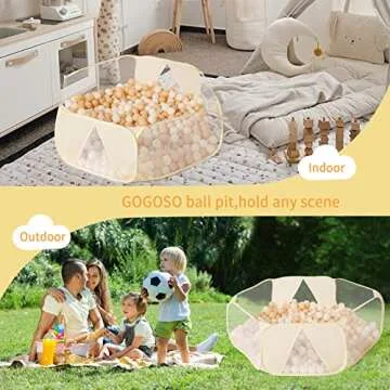 GOGOSO Kids' Ball Pits,Large Pop Up Toddler Play Tent with Zipper Storage Bag for Baby Girls Boys Toddlers Cats Dogs Pets Gifts Indoor Outdoor,Balls Not Included,Beige