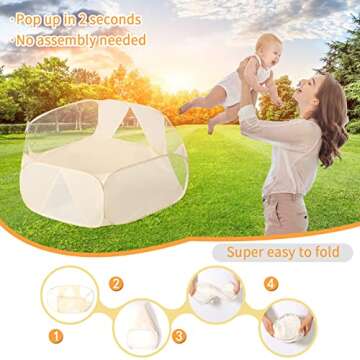 GOGOSO Kids' Ball Pits,Large Pop Up Toddler Play Tent with Zipper Storage Bag for Baby Girls Boys Toddlers Cats Dogs Pets Gifts Indoor Outdoor,Balls Not Included,Beige