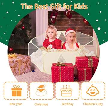 GOGOSO Kids' Ball Pits,Large Pop Up Toddler Play Tent with Zipper Storage Bag for Baby Girls Boys Toddlers Cats Dogs Pets Gifts Indoor Outdoor,Balls Not Included,Beige