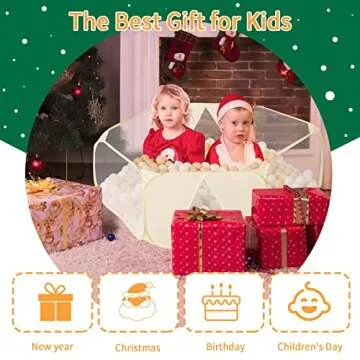 GOGOSO Kids' Ball Pits,Large Pop Up Toddler Play Tent with Zipper Storage Bag for Baby Girls Boys Toddlers Cats Dogs Pets Gifts Indoor Outdoor,Balls Not Included,Beige