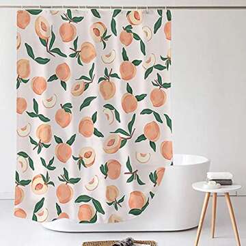 Decorative Peach Cheetah Shower Curtain 72 x 72 Inch, Bathroom Decor Peach Colored Hanging Bath Curt...