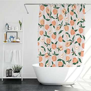 Decorative Peach Cheetah Shower Curtain 72 x 72 Inch, Bathroom Decor Peach Colored Hanging Bath Curtain with Hooks, Waterproof Fabric, Machine Washable